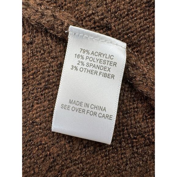 Fortune Ivy Womens Open Cardigan Size Large Artsy Boho Color Block Brown Sweater - Picture 9 of 11